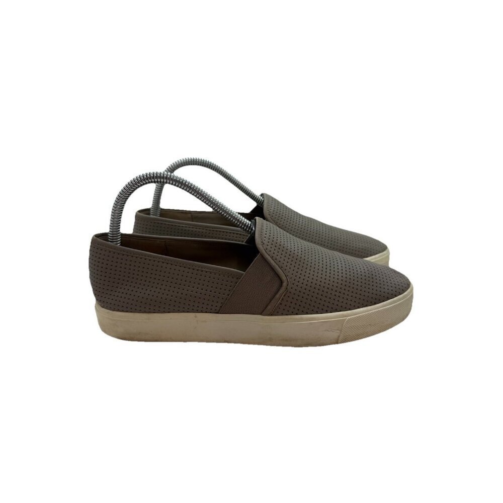 Vince Blair Slip-On Sneakers Women's Sz 8M 38 Italian Leather Dressy Taupe Gray